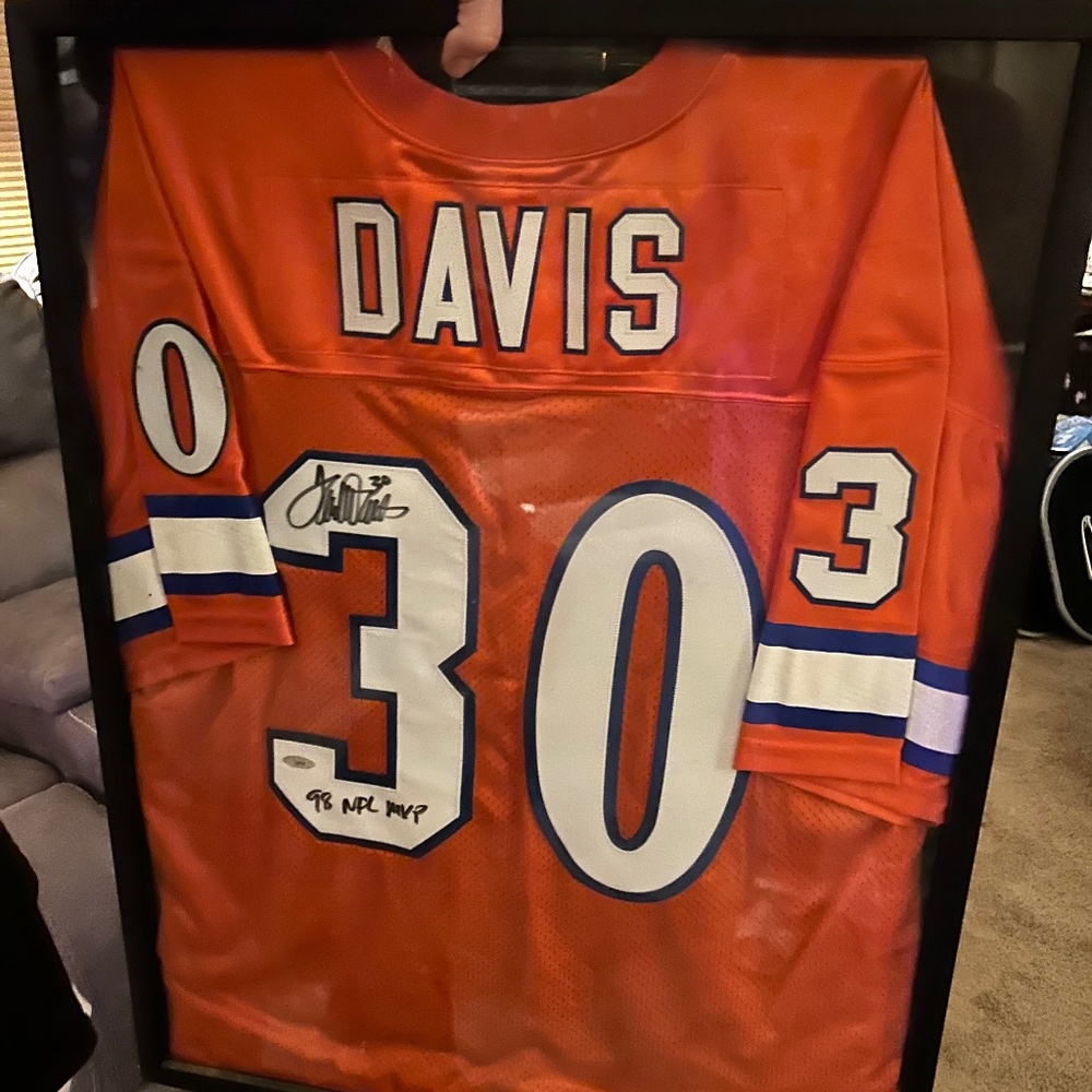 Terrell Davis Autographed & Framed Orange Broncos Jersey Auto JSA COA